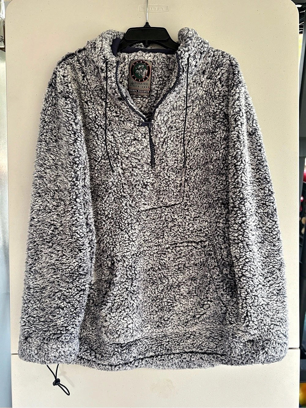 Cabin Fever Ramatex Sherpa Fleece Hoodie Gray Quarter Zip Pullover XL
